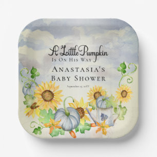 Ein kleiner Pumpkin   Sonnenblumen Kinderdusche Pappteller
