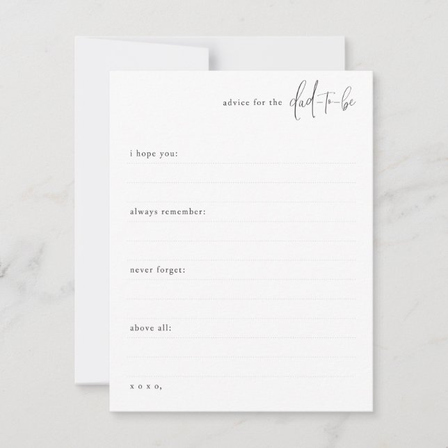 Ein kleiner Ratschlag für den Vater, der sein wird Mitteilungskarte (Vorderseite)