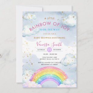 Ein kleiner Regenbogen der Freude Gold Glitter Bab Einladung