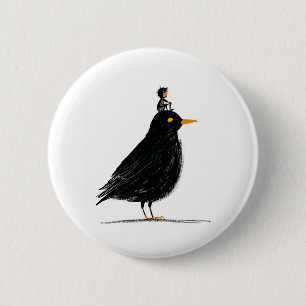 Ein kleiner Reiter auf einem schwarzen Vogel   Kle Button