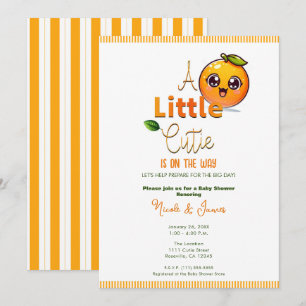 Ein kleiner Schatz ist unterwegs Orange Babyparty Einladung