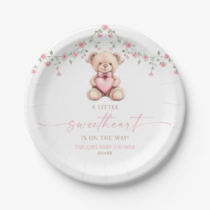 Ein kleiner Schatz Rosa Teddybär Baby Shower Pappteller