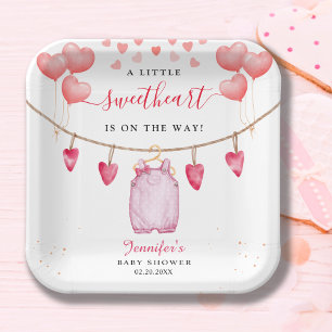 Ein kleiner Schatz Valentinstag-Baby-Party Pappteller