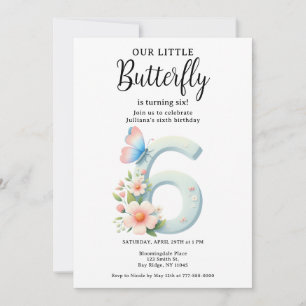 Ein kleiner Schmetterling, 6. Geburtstag, Niedlich Einladung