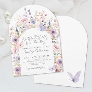 Ein kleiner Schmetterling Florale Wildblumen-Baby- Einladung