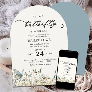 Ein kleiner Schmetterling ist auf dem Weg, Baby Du Einladung