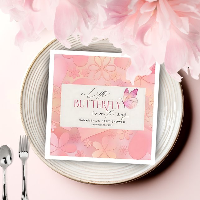 Ein kleiner Schmetterling ist auf dem Weg Baby Dus Serviette (Von Creator hochgeladen)