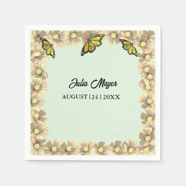 Ein kleiner Schmetterling ist auf dem Weg zum Blum Serviette (Vorderseite)