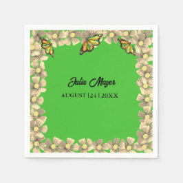 Ein kleiner Schmetterling ist auf dem Weg zum Blum Serviette