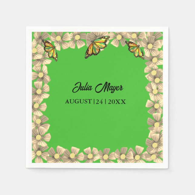 Ein kleiner Schmetterling ist auf dem Weg zum Blum Serviette (Vorderseite)