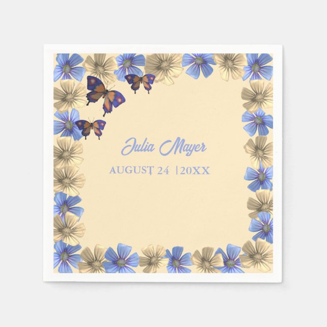 Ein kleiner Schmetterling ist auf dem Weg zum Blum Serviette (Vorderseite)