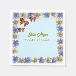 Ein kleiner Schmetterling ist auf dem Weg zum Blum Serviette