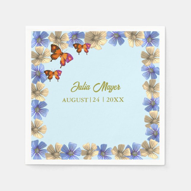 Ein kleiner Schmetterling ist auf dem Weg zum Blum Serviette (Vorderseite)