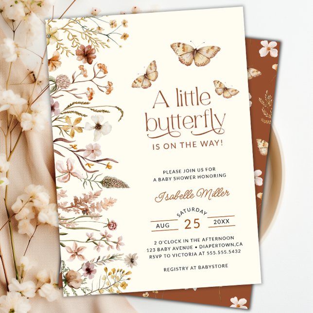 Ein kleiner Schmetterling ist auf dem Weg zur Baby Einladung (A Little Butterfly Is On Her Way Baby Shower Invitation)