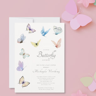 Ein kleiner Schmetterling ist auf dem Weg zur Baby Einladung