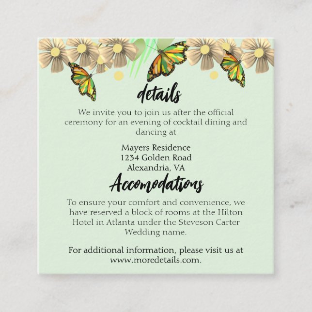 Ein kleiner Schmetterling ist auf dem Weg zur Blüt Begleitkarte (Vorderseite)