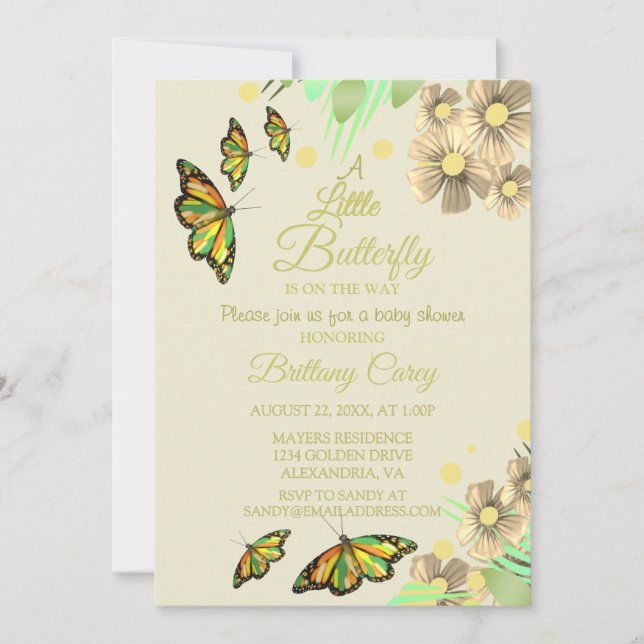 Ein kleiner Schmetterling ist auf dem Weg zur Blüt Einladung (Vorderseite)