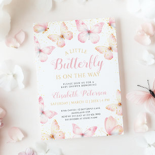 Ein kleiner Schmetterling ist unterwegs mit einer  Einladung