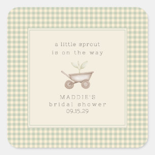 Ein kleiner Spross ist auf dem Weg Baby Shower  Quadratischer Aufkleber