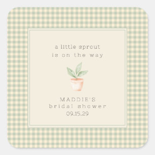 Ein kleiner Spross ist auf dem Weg Baby Shower Quadratischer Aufkleber