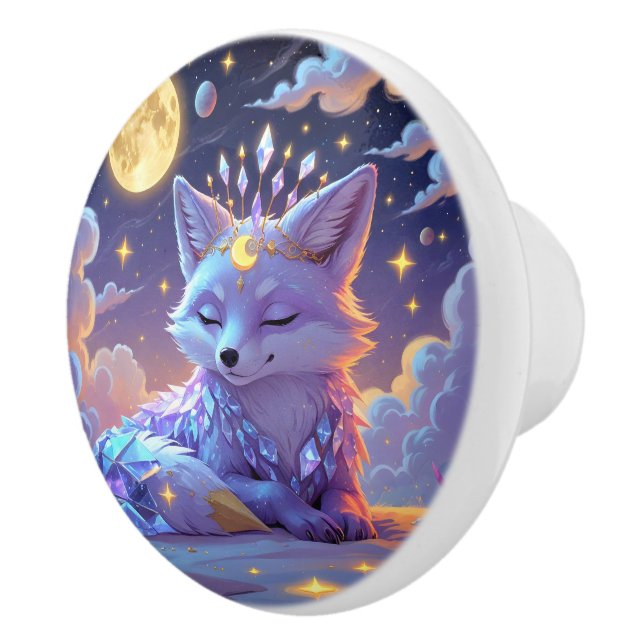 Ein kleiner Stern Flüstern Mondlicht Fuchs schläft Keramikknauf (Rechts)