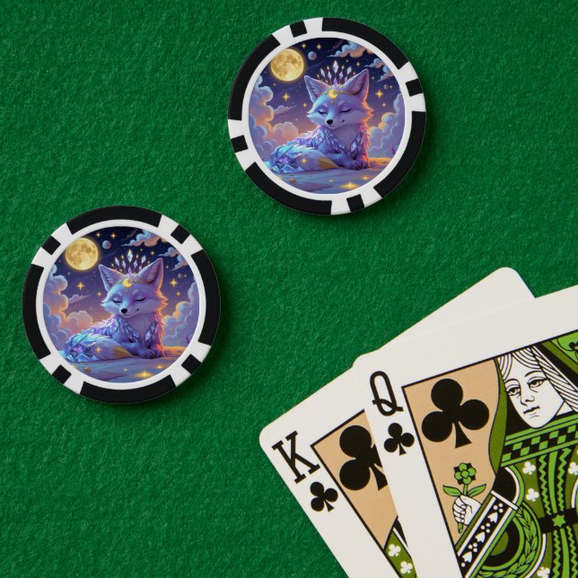 Ein kleiner Stern Flüstern Mondlicht Fuchs schläft Pokerchips (Pokertisch (doppelt))