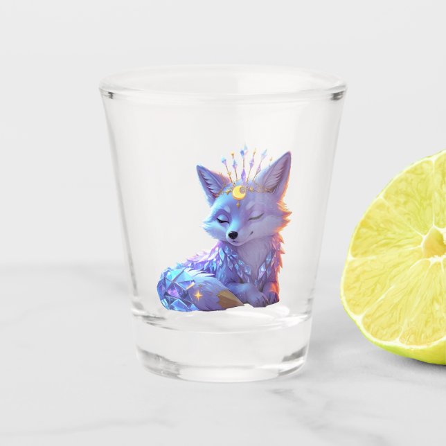 Ein kleiner Stern Flüstern Mondlicht Fuchs schläft Schnapsglas (Vorderseite)