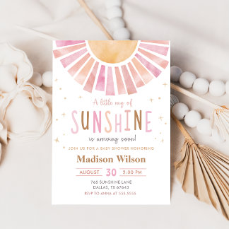Ein kleiner Strahl der Sunshine Boho Babydusche Einladung