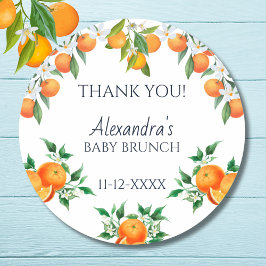 Ein kleiner Süsse Citrus Baby Brunch Vielen Dank Runder Aufkleber