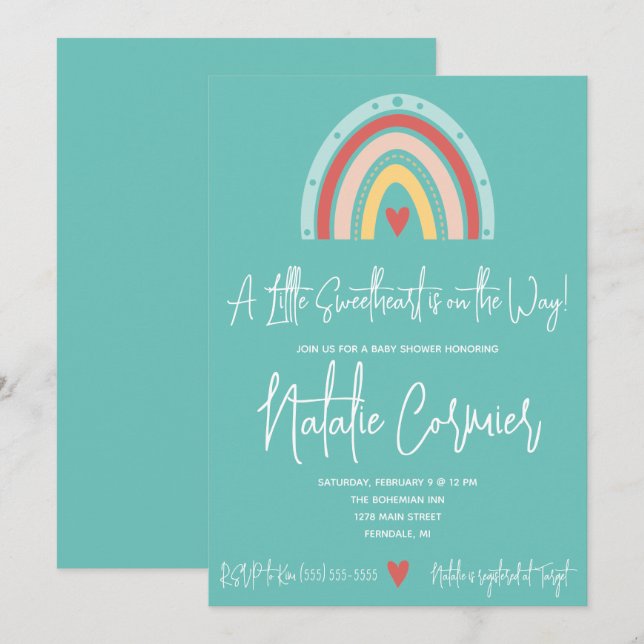 Ein kleiner Süße ist unterwegs! Babydusche in Einladung (Vorne/Hinten)