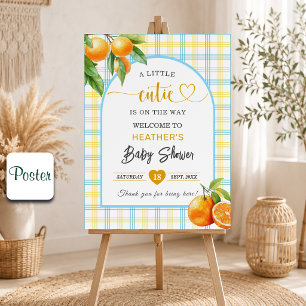Ein kleiner Süßer ist auf dem Weg Blaue Babyparty Poster