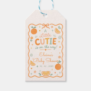 Ein kleiner Süßer ist unterwegs Orange Baby Shower Geschenkanhänger