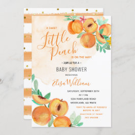 Ein kleiner süßer Pfirsich befindet sich auf dem W Einladung