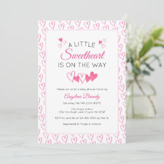 Ein kleiner süßer Schatz Valentinstag-Herzen-Baby- Einladung