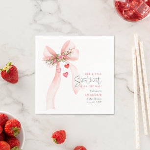Ein kleiner Sweetheart Pink Schleife Valentine Bab Serviette