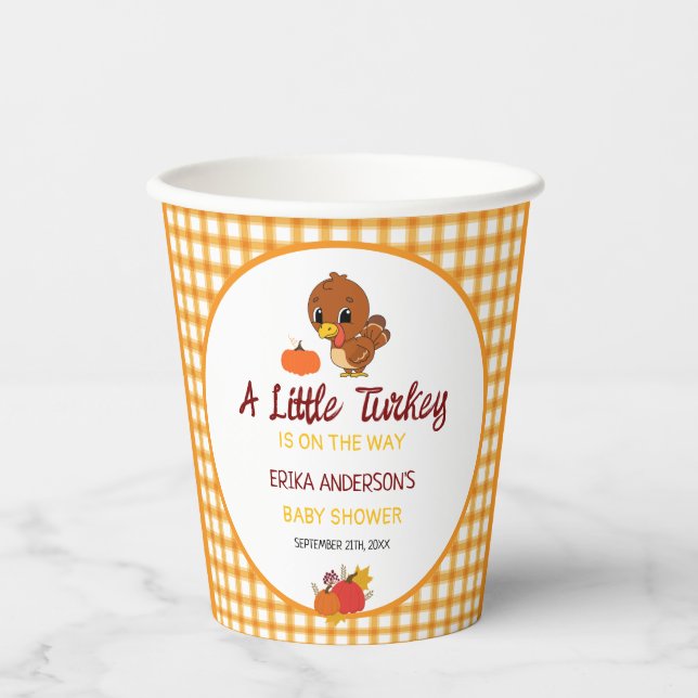 Ein kleiner türkischer Babydusche-Fall-Erntedank Pappbecher (Vorderseite)