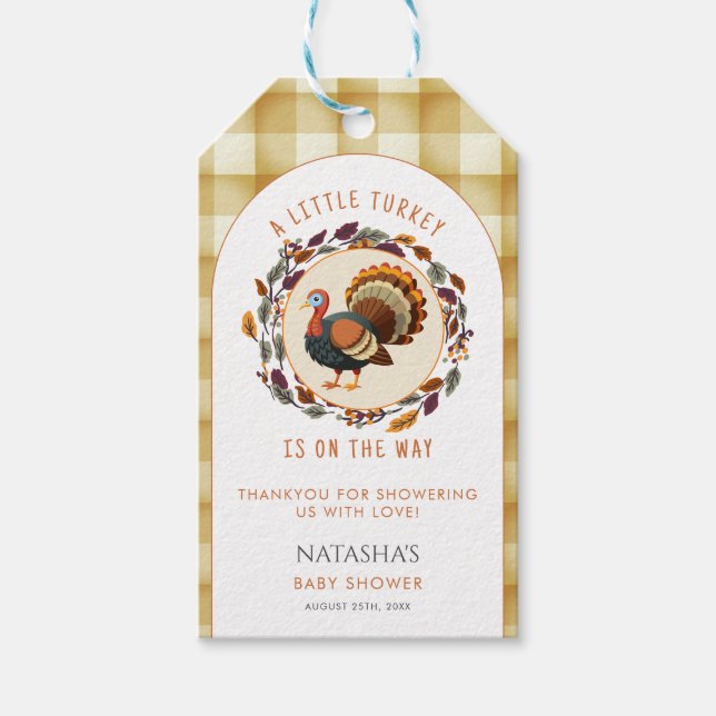 Ein kleiner türkischer Erntedank Fall Baby Dusche Geschenkanhänger (Vorderseite)