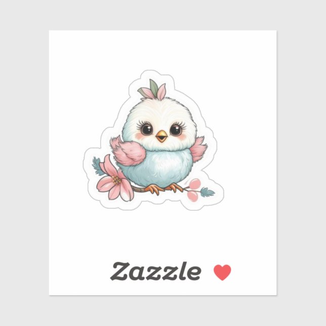 Ein kleiner Vogel auf dem Ast Aufkleber (Blatt)