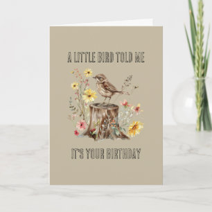 Ein kleiner Vogel hat mir Blumen zum Geburtstag er Karte