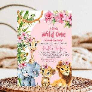 Ein kleiner Wild One ist auf der Safari Baby Dusch Einladung