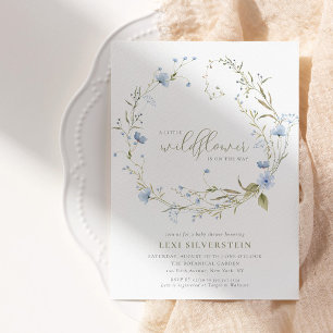 Ein kleiner Wildblumen-Grün-Boho-Baby-Schatz Einladung