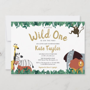 Ein kleiner Wilder Dschungeltiere-Baby-Shower Einladung