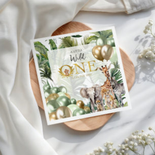Ein kleiner Wilder Safari-Baby-Party Dschungel Grü Serviette