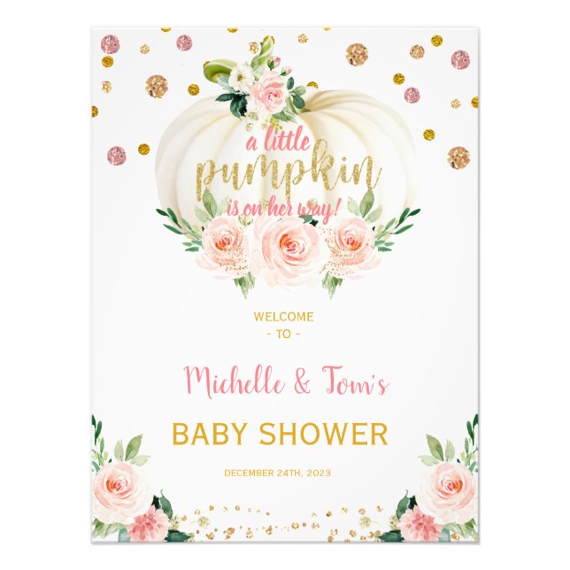 Ein kleines Baby-Duschbad mit Pumpkin Begrüßungsze Fotodruck (Vorne)