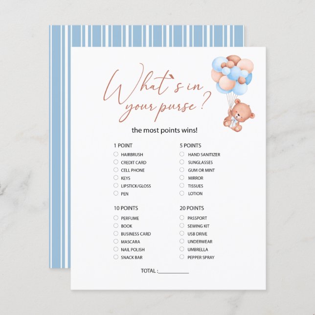 Ein kleines Baby Was ist in Ihrem Geldbeutel-Spiel (Vorne/Hinten)