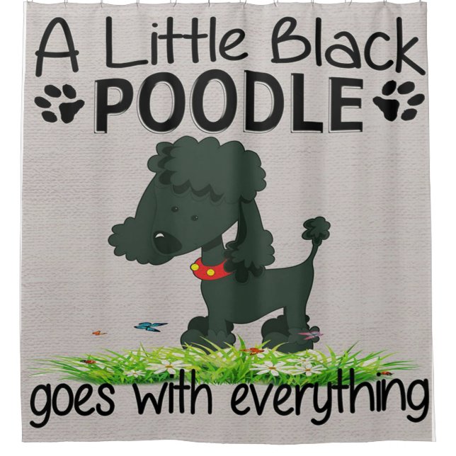 Ein kleines Black Poodle Lover Geschenk - Niedlich Duschvorhang (Vorderseite)