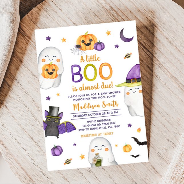 Ein kleines Boo Ghost Halloween Kinderdusche Einladung (Halloween Baby Shower Invitation)