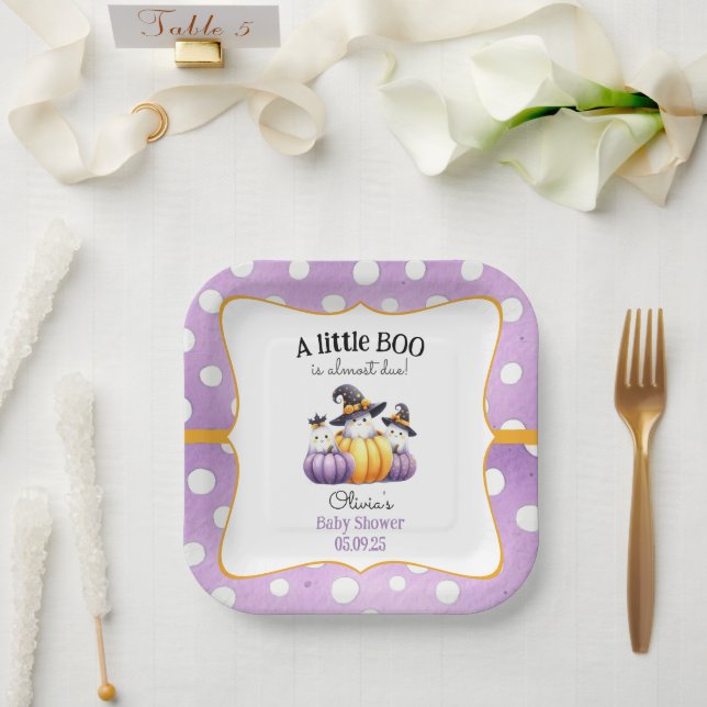 Ein kleines Boo Ghost Halloween Kinderdusche Pappteller (Hochzeit)