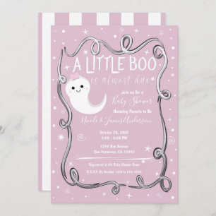 Ein kleines Boo Ghost Pink Halloween Kinderdusche  Einladung