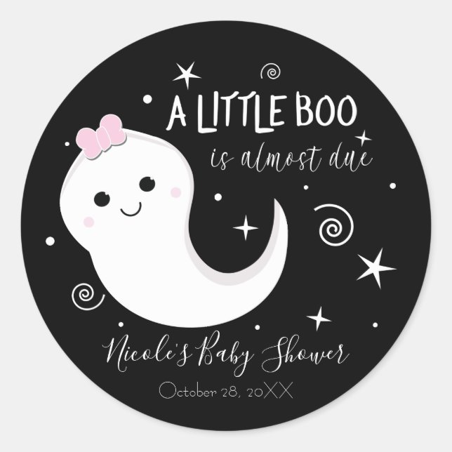 Ein kleines Boo Girl Ghost Halloween Kinderdusche Runder Aufkleber (Vorderseite)